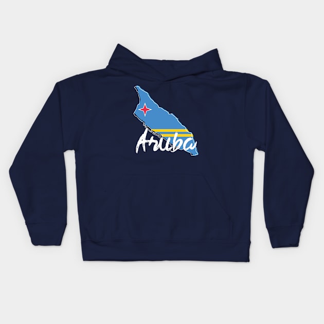 Aruba Map and Flag Kids Hoodie by HarlinDesign